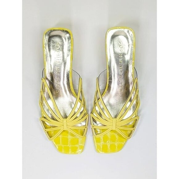 Sophia Webster Women's Havanna Low Heel Mule Sandals Lemon Size 39 (MSRP $650) - Picture 6 of 11